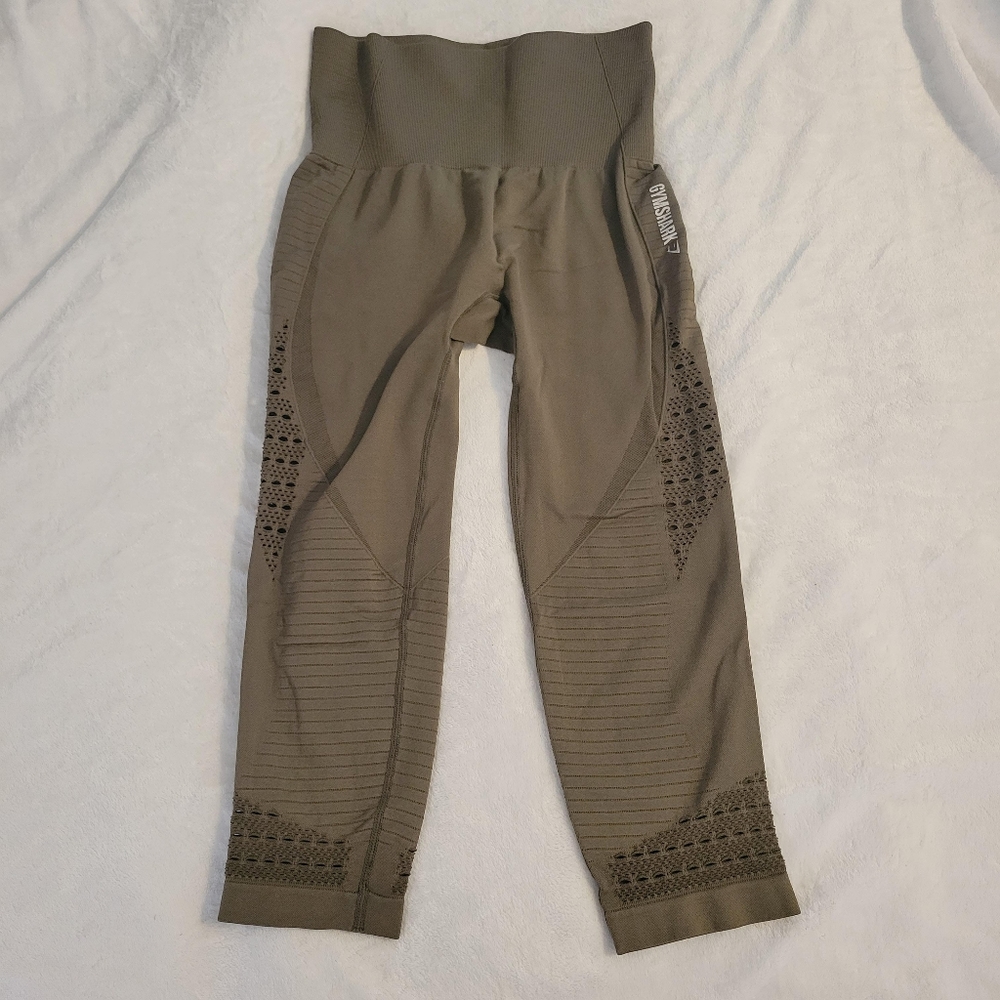 Gym Shark Army Green Seamless cropped Leggings 🌟